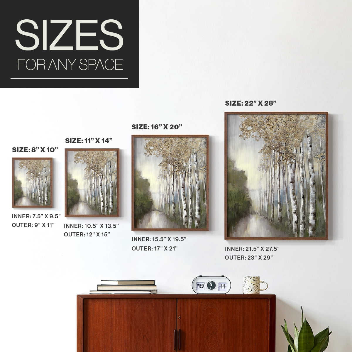 Woodland Walk Neutral Framed Print - Solid Wood in Single Picture Frame Solid Wood 2 Framed Print
