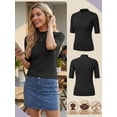 thumbnail image 3 of PINKSIR T Shirts for Women Mock Neck Short Sleeve Tops Dressy Casual Slim Fit Mock Turtleneck Tee, 3 of 8
