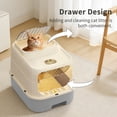 thumbnail image 4 of Cat Litter Box with Drawer, Enclosed Litter Tray for Cat, Rabbit, Anti Urine Leakage Easy to Clean (Gray), 4 of 7