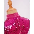 thumbnail image 6 of Hansber Kids Girls Sequin Sleeveless Mock Neck Liturgical Worship Praise Dance Dress Tunic Ballet Lyrical Dancewear Hot Pink 16, 6 of 7