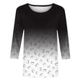 thumbnail image 5 of Uaswgudfs Tees for Women Trendy Fashion Round-Neck 3/4 Sleeves T Shirt Gradient Color Casual Loose Dark Color Basic Tops, 5 of 5
