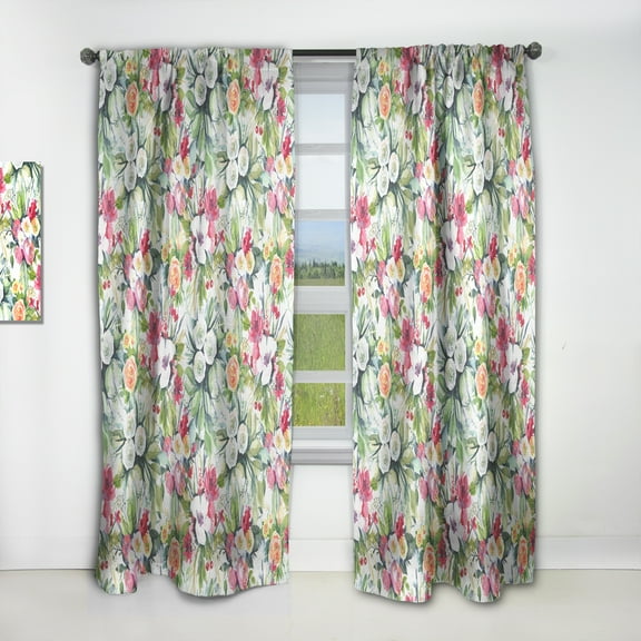 Designart 'Blossom Pink II' Floral Curtain Panel
