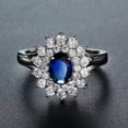 thumbnail image 5 of Oval Cut Blue Zirconia AAA White Cz Flower Band Womens 925 Silver Ring Size 6-10, 5 of 5