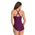 thumbnail image 3 of Lopsie V Neck One Piece Swimsuits with Ruching Bathing Suits Tummy Control Beach Swimwear for Women, 3 of 5