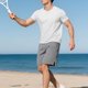 thumbnail image 5 of Blusas y camisas de manga corta y cuello redondo para hombre, estilo casual, de color liso, transpirables, de poliéster, para fitness, de manga larga y cuello redondo., 5 of 9