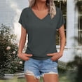 thumbnail image 5 of Horkkom Short Sleeve Shirts for Women V Neck Solid Color T Shirts Summer Loose Casual Tops XXL, 5 of 8