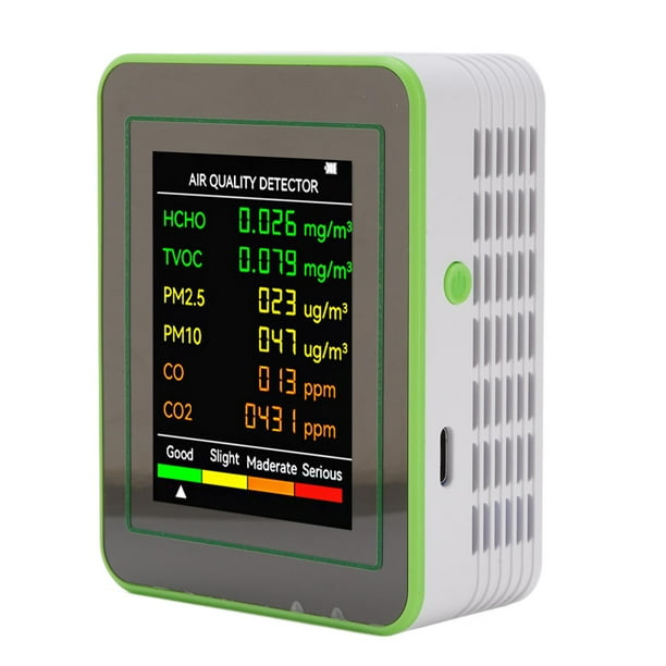 Monitor De Aire, Detector De Medidores De Del Aire Recargable Portátil Con CO2 TVOC HCHO PM2.5 PM10 Detección, Pantalla Digital LCD De 2.8 Pulgadas, Para El