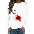 thumbnail image 2 of Qiopertar Mode Femmes T-Shirt à Manches Longues Col Rond Imprimé Chandail en Molleton Blouse Hauts Offres de la Semaine Liquidation à Moins de 5$ jusqu'à 90 % de Réduction, 2 of 5