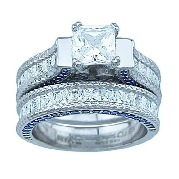 1.5 Carat Princess 925 Silver  Celestina Engagement Ring Set - Size 5