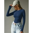 thumbnail image 6 of MOYIKO Slim Fitted Long Sleeve Shirts for Women Crewneck Tees Tight Basic Tops, 6 of 9