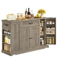 thumbnail image 2 of Homfa Kitchen Island with Wheels & Adjustable Shelf, 2 Drawer Farmhouse Buffet Cabinet Sideboard Coffee Bar for Dining Room Living Room, Gray, 2 of 7