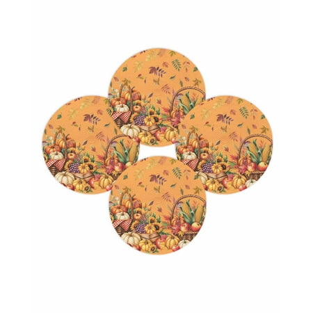 Fall Round Placemats Set of 4 Harvest Pumpkin Place Mats Thanksgiving Woven Placemat Corn Berry Fruit Orange Leaves Circle Braided Table Mat for Kitchen Dining Table Autumn Party Home Decor 15 Inch Fall Round Placemats Set of 4 Harvest Pumpkin Place Mats Thanksgiving Woven Placemat Corn Berry Fruit Orange Leaves Circle Braided Table Mat for Kitchen Dining Table Autumn Party Home Decor 15 Inch