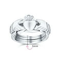 thumbnail image 4 of Bling Jewelry Womens Celtic Hands Crown Heart Friendship Claddagh Puzzle Ring .925 Sterling Silver, 4 of 5