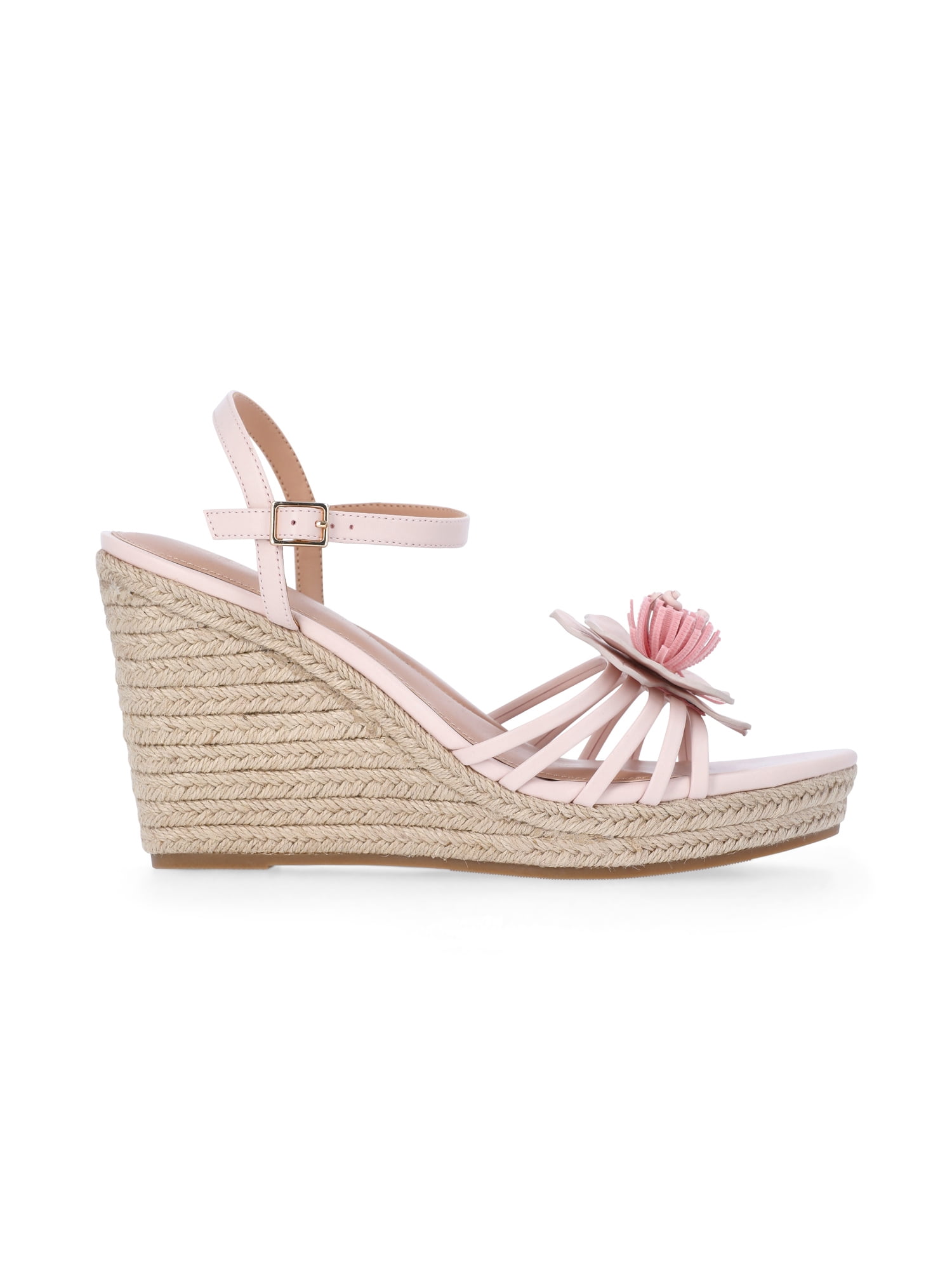 Time and Tru Women's Flower Espadrille Wedge Sandals