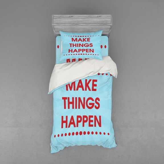 Ambesonne Saying Bedding Set 3 Pcs, Positive Life Motivation, Twin, Turquoise Maroon