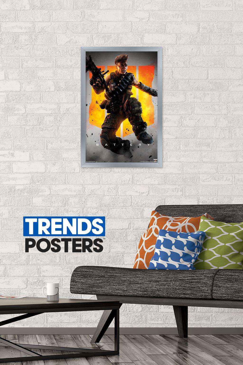 Call of Duty: Black Ops 4 - Battery Key Art Wall Poster, 14.725" x 22.375", Framed