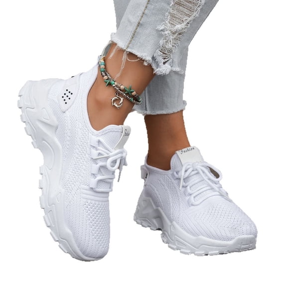 Domzle Wide Toe Box Shoes Women Non-Slip Wide Width Sneaker Ultra Light Extra Wide Road Running Shoes Breathable Tennis Walking Gym Workout Trainer White 38