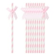 thumbnail image 1 of 40Pack Popotes de Papel a Rayas con Lazo, Popotes Desechables, Rosa, 1 of 6