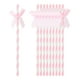 thumbnail image 1 of 40Pack Popotes de Papel a Rayas con Lazo, Popotes Desechables, Rosa, 1 of 6