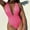 Hot Pink, variant on successthop Swimming Suits for Women One Piece Strap V Neck Bikinis Backless Monokinis Solid Ruched Pleated Swimming Suits Modest High Cut Tankinis for Holiday, Travel and Seaside