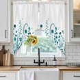 thumbnail image 6 of Teal Spring Floral Swag Curtains for Kitchen/Bedroom/Living Room, Watercolor Flowers Elegant Pastoral Scalloped Curtains 63 Inch Long, Window Swag Topper Curtains Valances 2 Panels Set 36"x63", 6 of 8