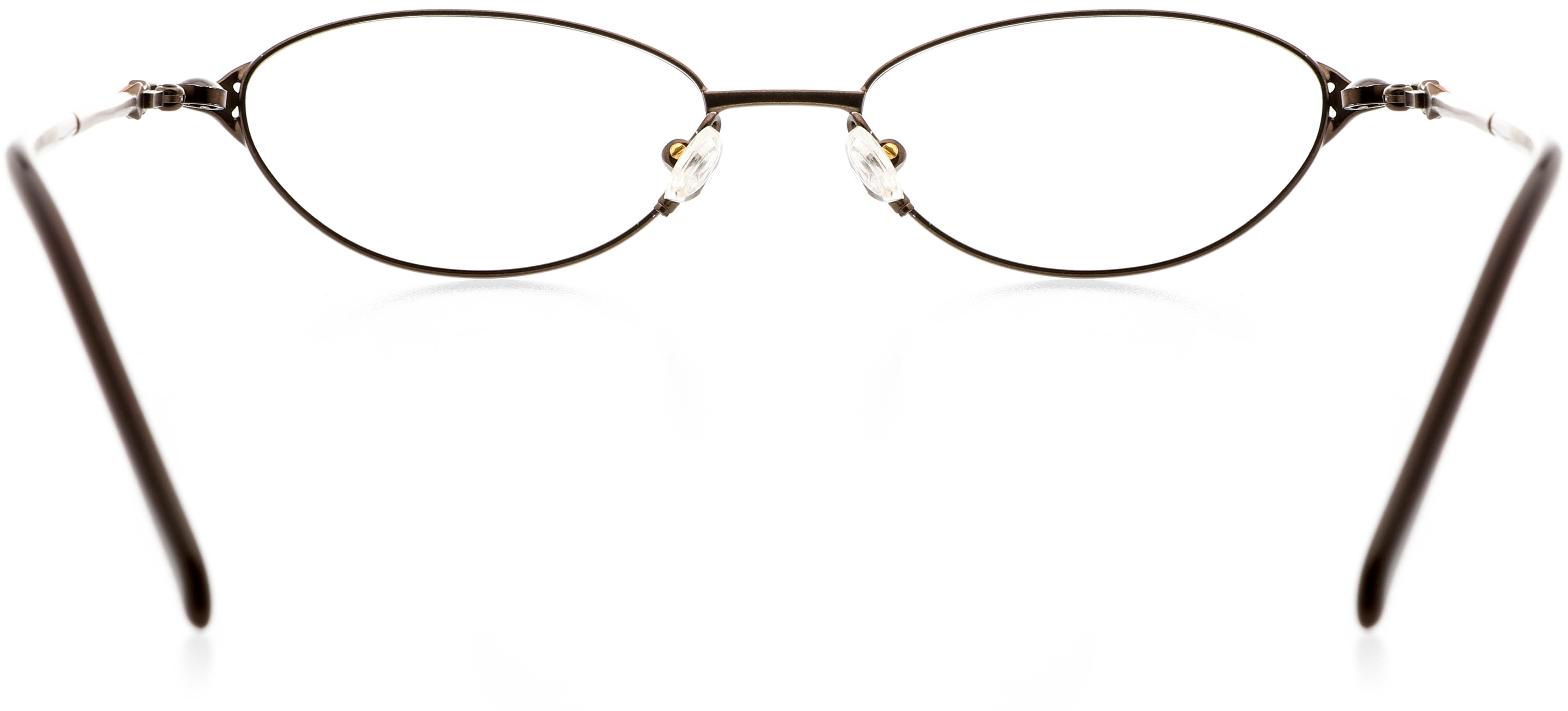 Womens Clip-On Eyewear - Oval Shape, Metal Full Rim, Olive Brown