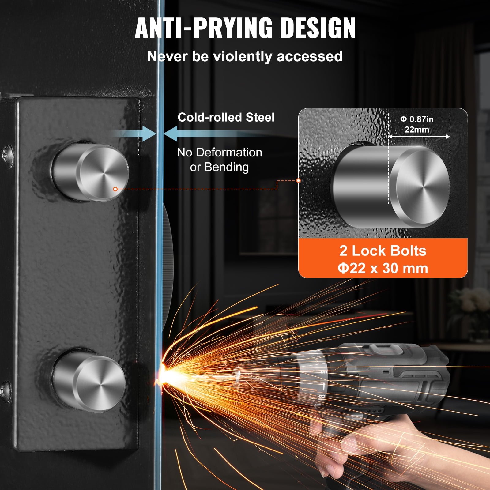 KFFKFF 25.59" High Concealed Wall Safe, Keypad Access 3-Level Security Safe, Includes 3 Adjustable Shelves & 6 Hooks, Made of Durable Q235 Steel, Features LED Lighting & Alert System for Valuables