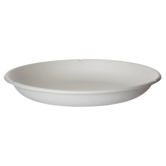 Compostable 9" Shallow Bowls Plates, Case of 400, Disposable White Molded Fiber, Round, Tree-Free, Stronger Than Paper & Styrofoam, Lid Available, Renewable Molded Natural Fibers, ASTM