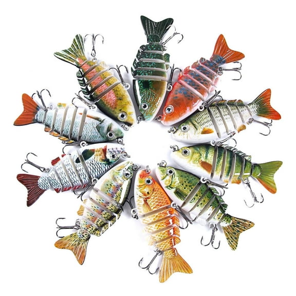 HENGJIA Fishing Lures, 10pcs Large Multi Jointed Fish Fishing Kits Slow Sinking Lifelike Swimbait Freshwater and Saltwater for Trout Bass Lures, 3.15"/0.46oz