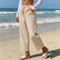 thumbnail image 5 of GZMOALH Women's Striped Print Elastic Waist Drawstring Wide Leg Pants with Pockets Casual Loose Fit Long Pants, 5 of 9