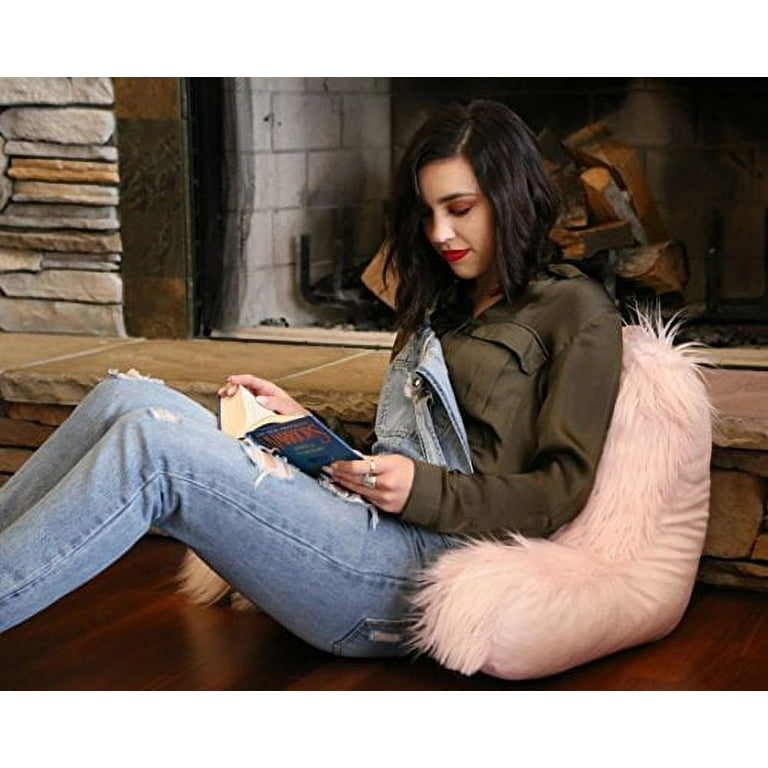 Faux Fur Reading Lounge Pillow by North End Decor Mongolian Pink Walmart