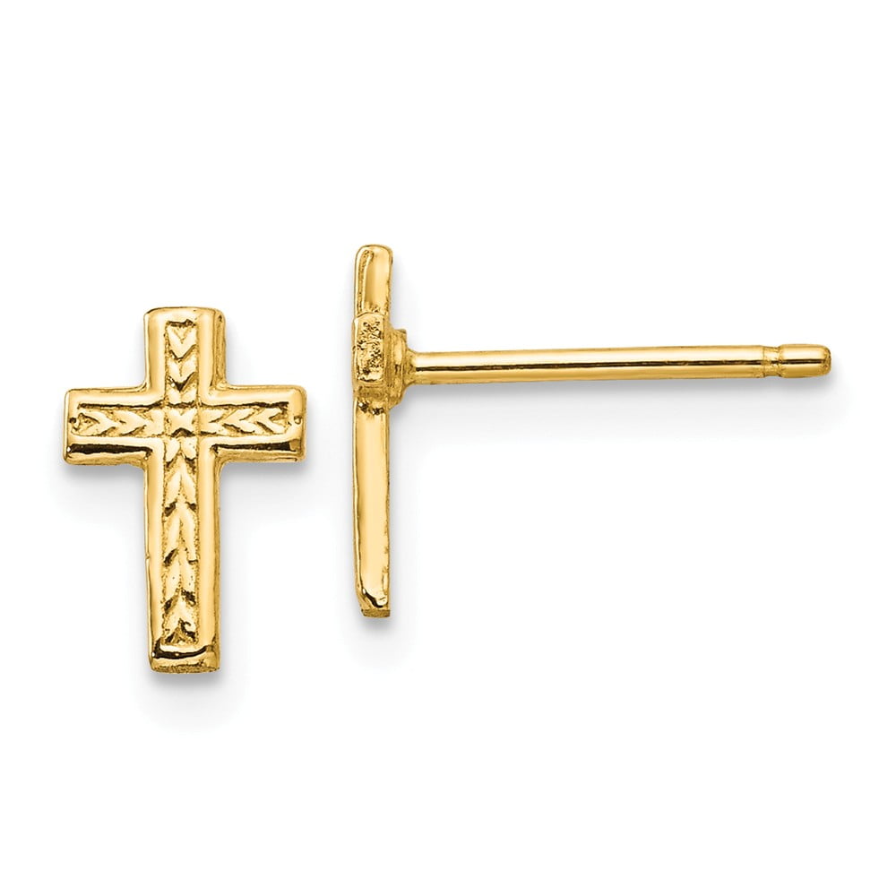 Diamond2Deal - 14k Yellow Gold Cross Stud Earrings for Womens - Walmart ...