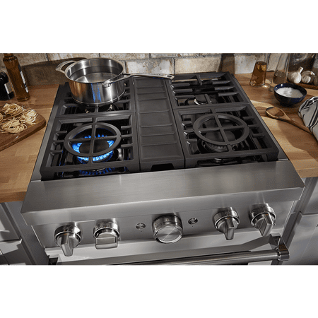 KitchenAid - 4.1 Cu. Ft. Freestanding Dual-Fuel True Convection Range with Self-Cleaning - Milkshake