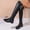 Black-A, variant on Women's Over the Knee Boots Stretchy Black Thigh High Boots Slimming Block Heel Platform Riding Boots Minimalist Fashion High Heel Boots Black 9(42)
