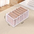 thumbnail image 4 of SEARCHI Foldable Clothes Organizer Box, Mesh Closet Underwear Storage Bins, Grey Washable Folded Wardrobe Drawer Dividers Set, 6/7/11 Compartment/Grids for Clothing Socks Jeans Pants Ties Scarves Bras, 4 of 7