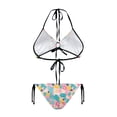 thumbnail image 2 of chaqlin Women's Halter Triangle Bikini Set - Tropical Floral & Pineapple Print, Tie Side Two Piece Swimsuit for Beach Vacation & Pool Party, 2 of 9