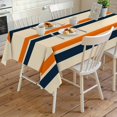 thumbnail image 4 of Orange Blue Stripe Rectangle Tablecloth, Minimalist Farmhouse Stripes Waterproof & StainResistant Tablecloth, Washable Oil-proof Table Cover for Dining/Party/Wedding/Camping/Buffet 54x108 In, 4 of 9