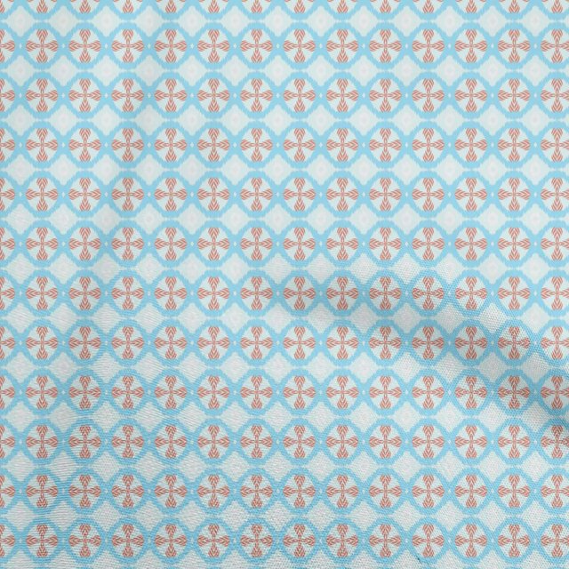 oneOone Cotton Poplin Twill Light Blue Fabric Asian Ikat Craft Projects Decor Fabric Printed By The Yard 56 Inch Wide