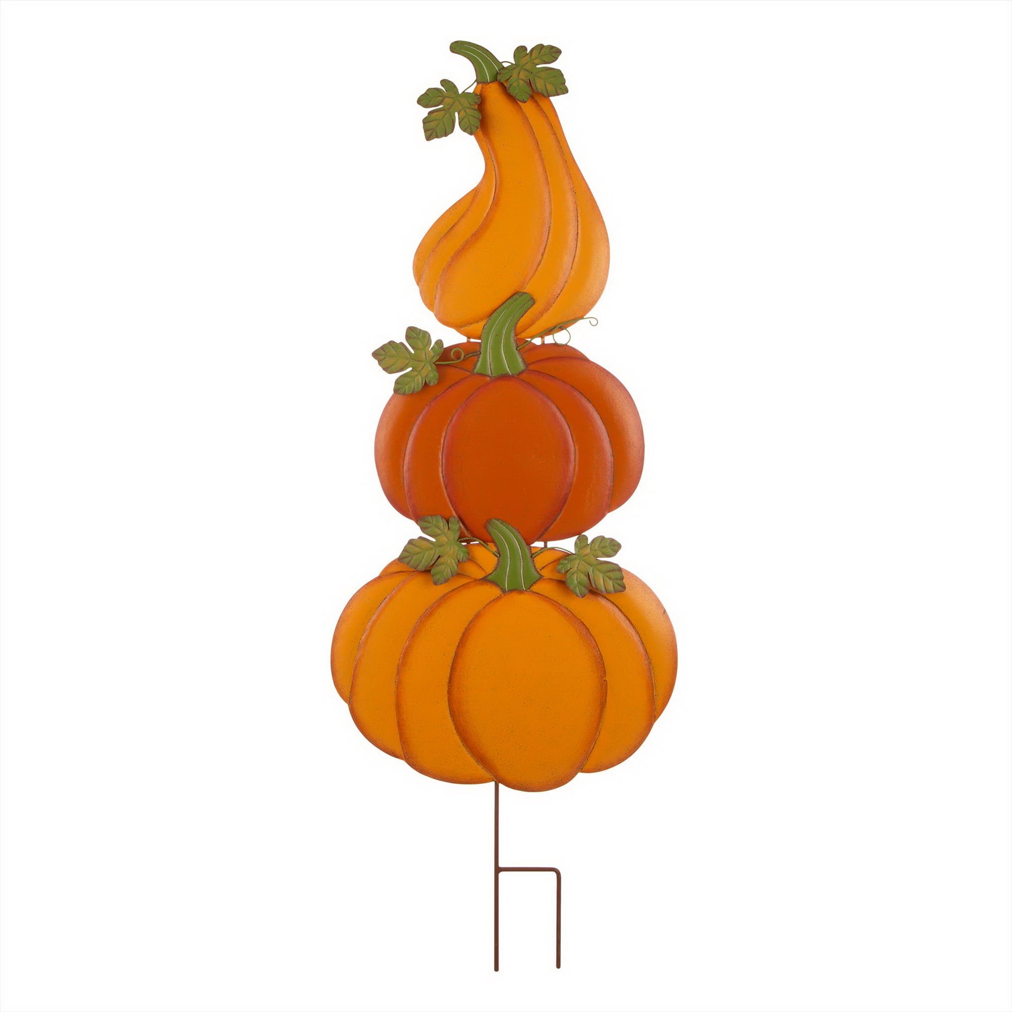 Glitzhome 3 in 1 Metal Pumpkin Yard Stake or Hanging Decor Walmart