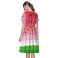 thumbnail image 2 of Bixox Women's Short Sleeve Summer Dress Loose Swing Knee Length Dresses with Pockets-Watermelon, 2 of 7