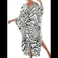 thumbnail image 1 of Vestido Caftán con Estampado Animal para Mujer, Talla Grande, para Playa, Verano 2025 y Negro Talla Única, 1 of 10