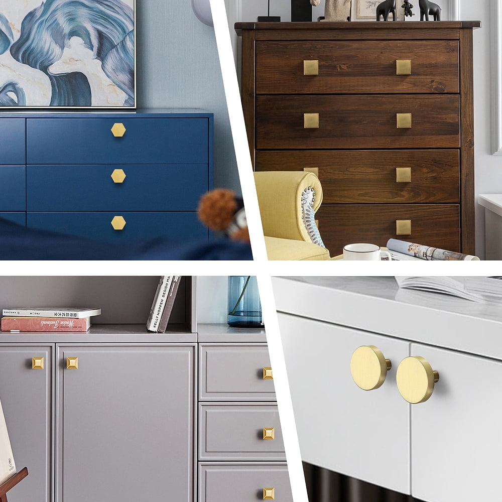 8pcs 2size Black Brushed Brass Knobs Gold Cupboard Knobs for Kitchen Copper Brass Cabinet Knobs for Drawer Brass Cabinet Knobs Pulls HardwareDIY