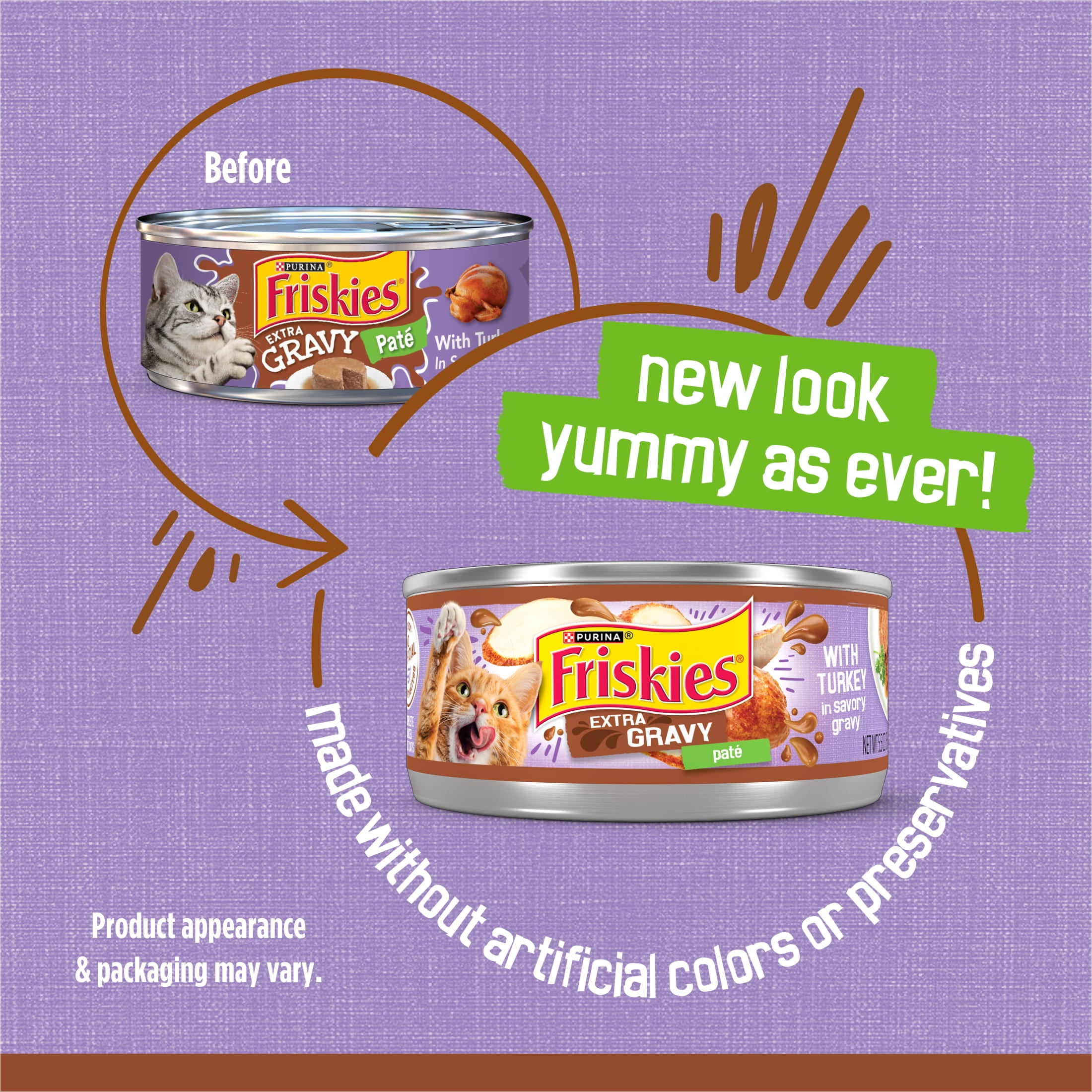 Purina Friskies Gravy Pate with Turkey in Savory Gravy, Wet Cat Food, 5.5 oz. Cans, 24 Pack