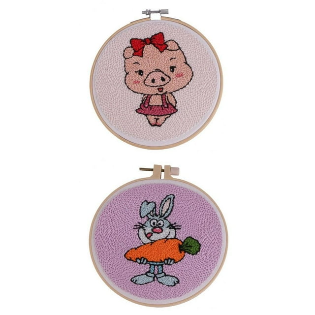 2X de kits de perforado Conejo Cerdo Kits de punto de hechos con para principiantes, adultos, niños, kit de