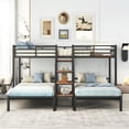 thumbnail image 2 of Twin over Twin & Twin Metal Bunk Bed,Triple Bunk Bed 3 Beds Bunk Bed with Storage Shelves Staircase,Black, 2 of 13