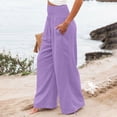 thumbnail image 5 of Delayuji Womens High Waist Wide Leg Pants Elastic Waist Loose Comfortable Pants With Pockets, 5 of 7