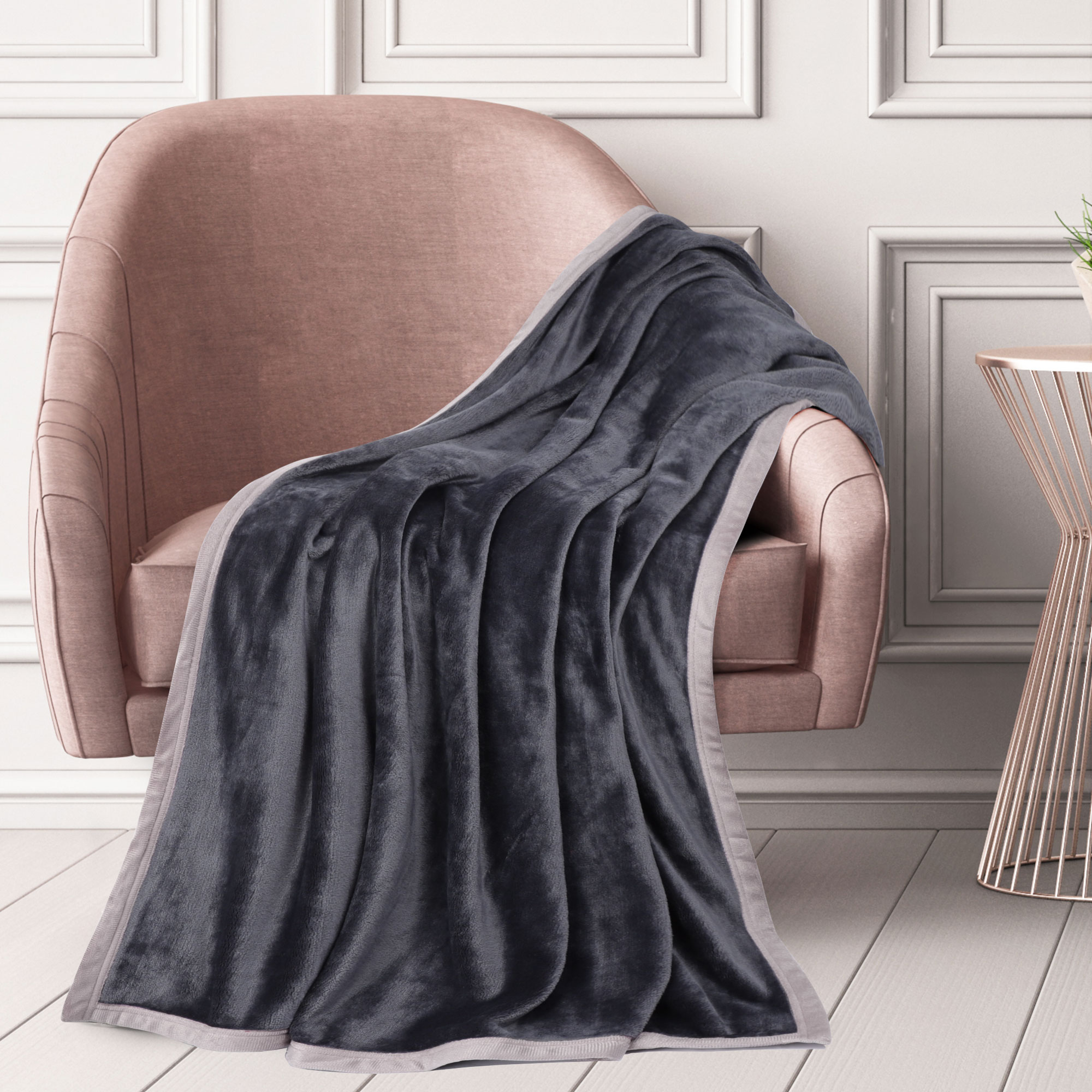 Unique Bargains Flannel Fleece Blanket Soft Wide Hemmed 50"x60" Slate Gray