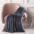 thumbnail image 4 of PiccoCasa Flannel Fleece Blanket Soft Warm Wide Hemmed Slate Gray 50"x60", 4 of 8