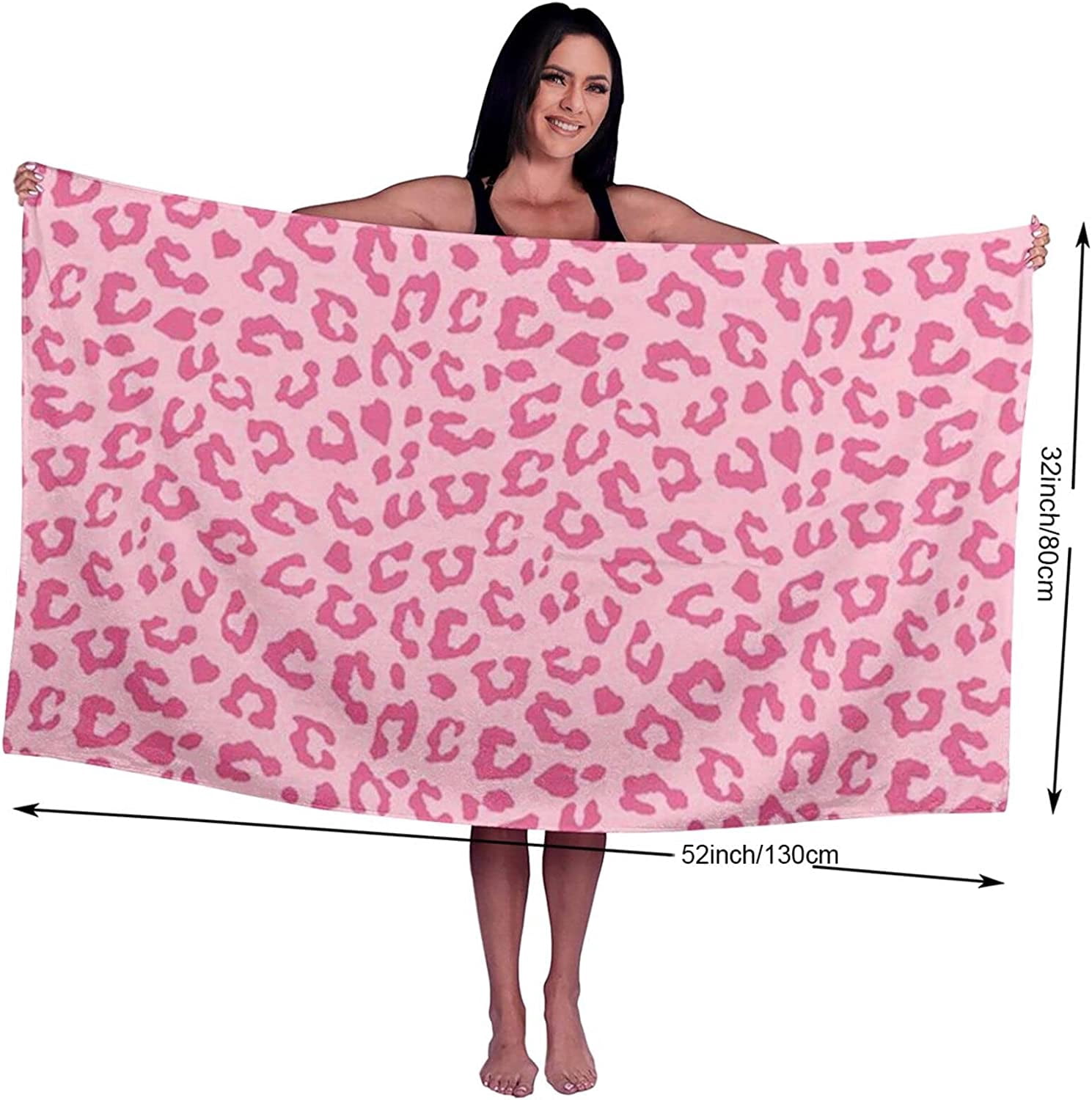 Luxury Hotel & Spa Pink Cheetah Leopard Bath Towel Soft Oversized Ultra Absorbent Quick Dry Beach Towel