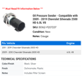 thumbnail image 2 of Oil Pressure Sender - Compatible with 2009 - 2019 Chevy Silverado 2500 HD 6.0L V8 2010 2011 2012 2013 2014 2015 2016 2017 2018, 2 of 2